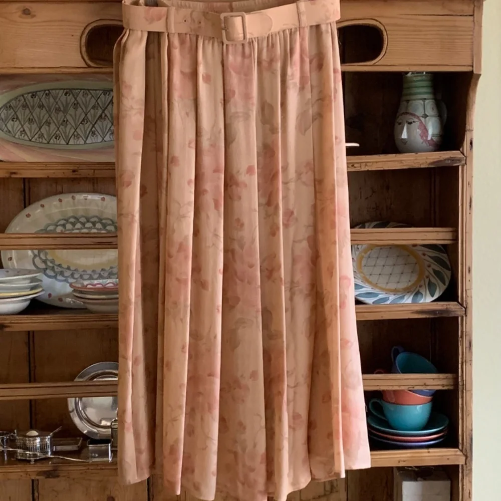 Ann Klein II Silk Chiffon Floral Skirt | Lined | Belted | Size 8 | Vintage